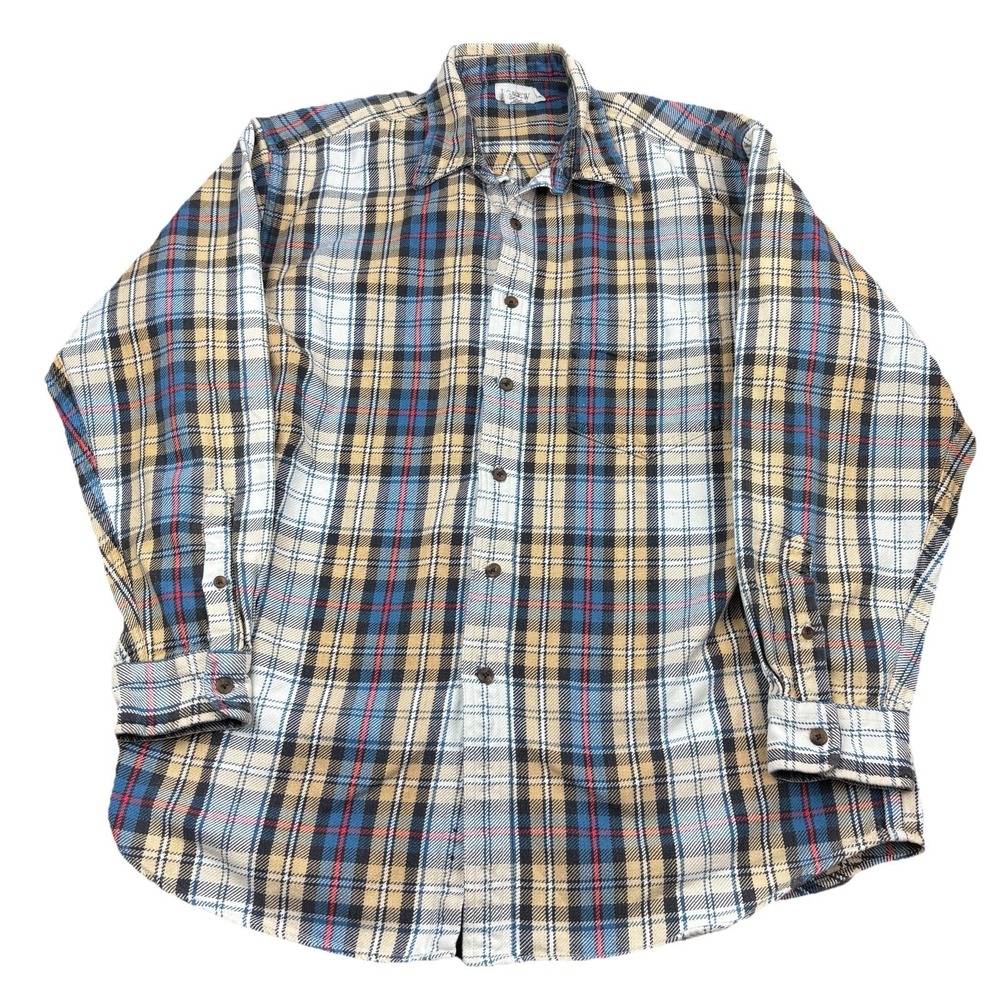 Vintage 90s J Crew Oarsman Flannel Shirt Mens Large Plaid Button Down Heavy